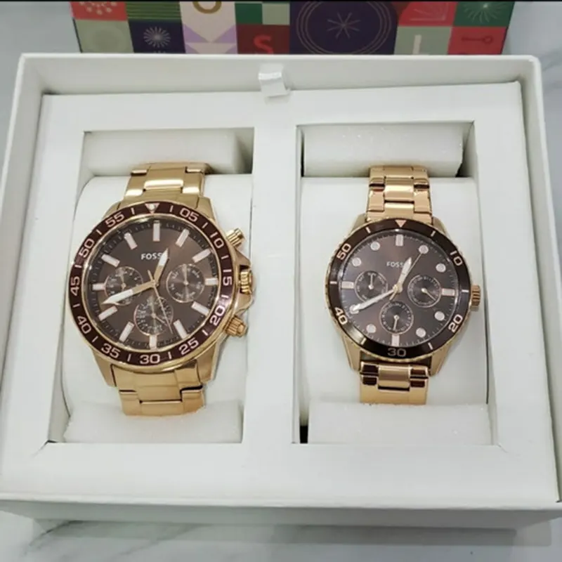 Fossil His and Hers Bannon Rose Gold-tone Watch Box Set- BQ2827SET